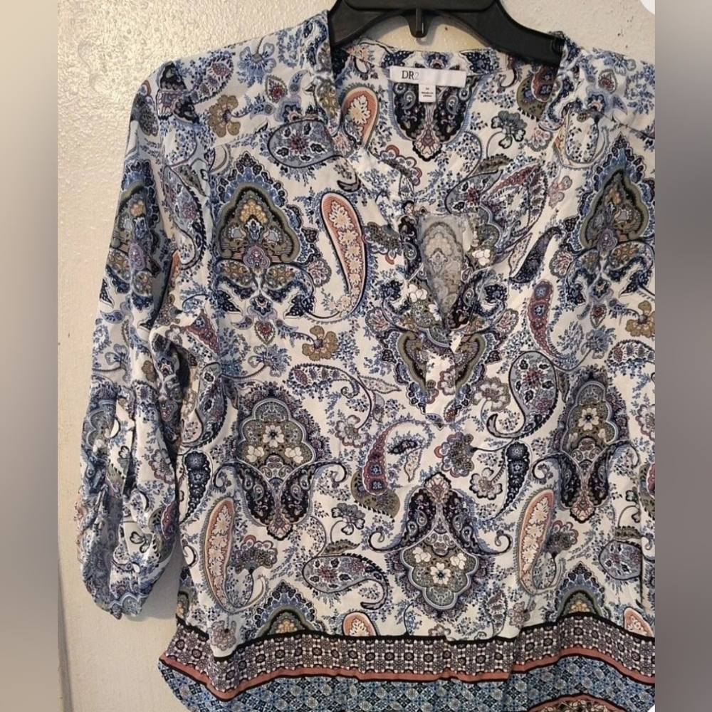 Women's Paisley Print Top - Multicolor 100% RAYON size M